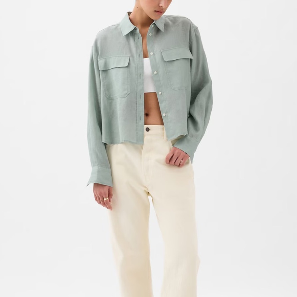 100% Linen Cropped Shirt